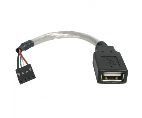 StarTech.com Cable de 15cm Adaptador Extensor USB 2.0 a IDC 4 pines - Conector a Placa Base - Hembra a Hembra gris