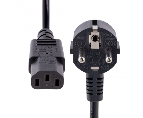 StarTech.com Cable de 1m (3 pies) de Alimentación para Ordenador, 18AWG, UE Schuko a C13, 250V 10A, Cable de Corriente, Cable de Fuente de Alimentaci