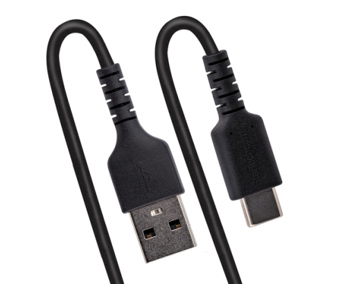StarTech.com Cable de 1m de Carga USB A a USB C, Cable USB Tipo C Rizado de Carga Rápida y Servicio Pesado, Cable USB 2.0 A a USBC, de Fibra de Arami