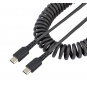 StarTech.com Cable de 1m de Carga USB C a USB C, Cable USB Tipo C Rizado de Carga Rápida y Servicio Pesado, Cable USB 2.0 USBC, de Fibra de Aramida R