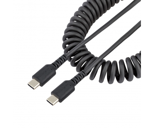 StarTech.com Cable de 1m de Carga USB C a USB C, Cable USB Tipo C Rizado de Carga Rápida y Servicio Pesado, Cable USB 2.0 USBC, de Fibra de Aramida R