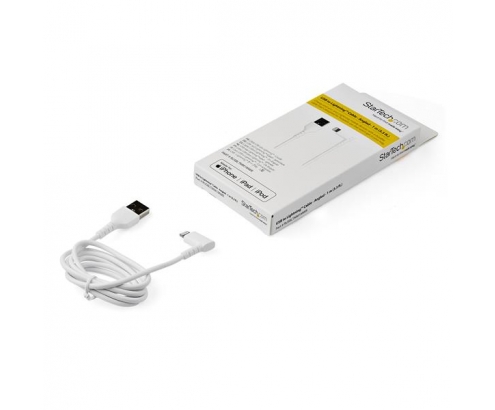 StarTech.com Cable de 1m Lightning Angulo Acodado a USB Tipo-A - Certificado MFI - Blanco RUSBLTMM1MWR