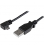 StarTech.com Cable de 1m USB 2.0 Tipo-A macho a Micro USB B macho con conector acodado a la derecha - Cable de Carga y Sincronización negro