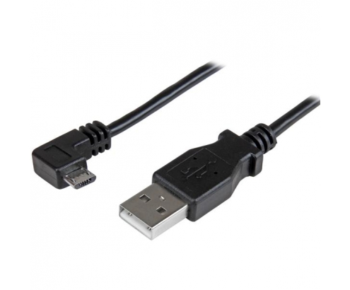 StarTech.com Cable de 1m USB 2.0 Tipo-A macho a Micro USB B macho con conector acodado a la derecha - Cable de Carga y Sincronización negro