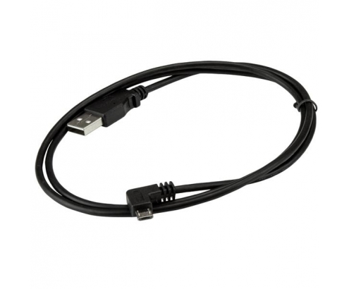 StarTech.com Cable de 1m USB 2.0 Tipo-A macho a Micro USB B macho con conector acodado a la derecha - Cable de Carga y Sincronización negro