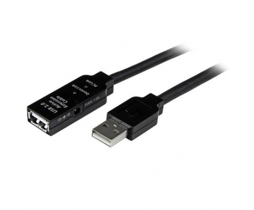 StarTech.com Cable de 25m USB 2.0 de Extensión Activo Macho a Hembra - Alargador Extensor Amplificado - Negro
