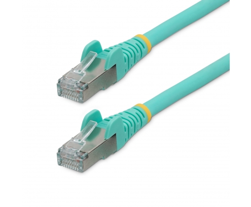 StarTech.com Cable de 2m de Red Ethernet CAT6a - Aguamarina - Low Smoke Zero Halogen (LSZH) - 10GbE - 500MHz - PoE++ de 100W - Snagless sin Pestillo -