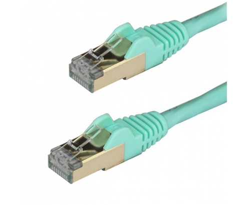 StarTech.com Cable de 3m de Red Ethernet RJ45 Cat6a Blindado STP - Cable sin Enganche Snagless - Aguamarina