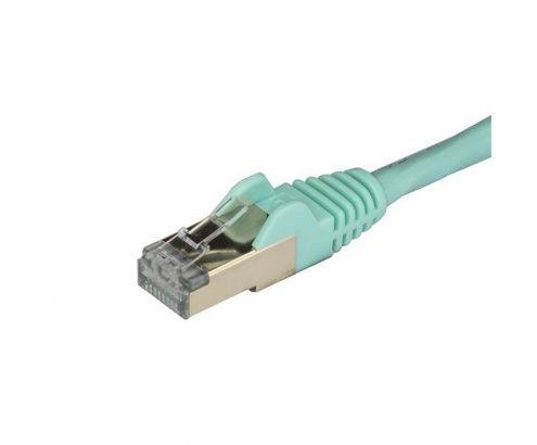 StarTech.com Cable de 3m de Red Ethernet RJ45 Cat6a Blindado STP - Cable sin Enganche Snagless - Aguamarina