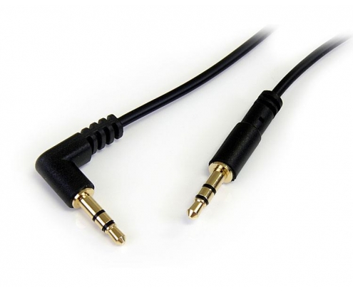 StarTech.com Cable de Audio Estéreo de Jack 3,5mm Acodado en Íngulo a la Derecha - Macho a Macho - 1.8m Negro