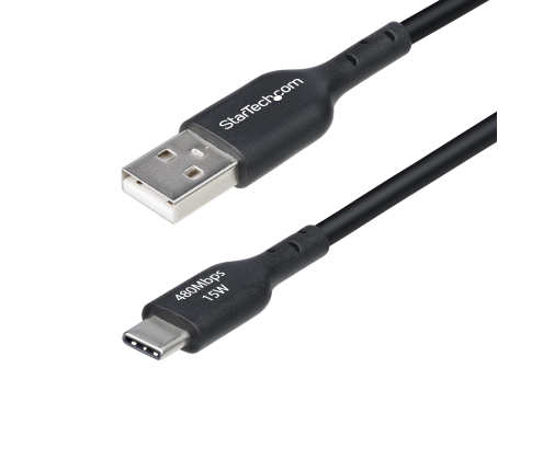 StarTech.com Cable de Carga USB-A a USB-C de 30cm - Cable Cargador USB-A a USB Tipo C - Cable USB 2.0 - 3A - Recubrimiento de TPE - Cable de Sincroniz