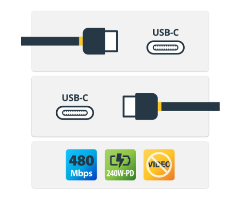 StarTech.com Cable de Carga USB-C de 1m - Cable USB Tipo C - Certificación USB-IF - PD de 240W EPR - Cable USB 2.0 USB-C de Carga para Portátiles -