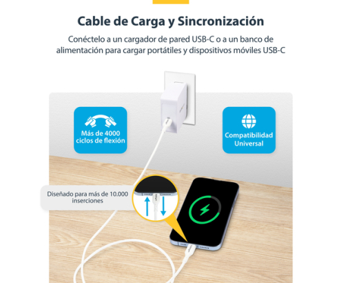 StarTech.com Cable de Carga USB-C de 3m - Cable de Carga USB Tipo C para Portátil - Cable USB para Tablet o Móvil - Entrega de Alimentación PD de 6