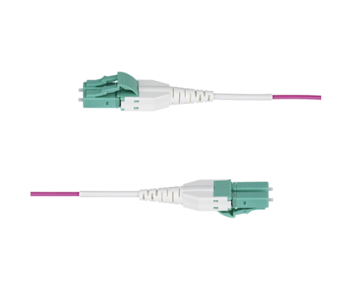 StarTech.com Cable de Fibra Óptica Multimodo OM4 LC a LC UPC de 1m - 50/125µm - 40G/100G - Violeta Érica - LOMMF/VCSE - Cable Uniboot de Fibra - Cl