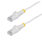 StarTech.com Cable de Red Ethernet CAT6 Delgado sin Enganches Blanco de 1m - Cable RJ45 Snagless Slim de 28AWG - Alambre de Cobre Puro - PoE 100W - co