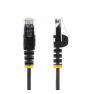 StarTech.com Cable de Red Ethernet CAT6 Delgado sin Enganches Negro de 7m - Cable RJ45 Snagless Slim 28AWG - Alambre de Cobre Puro - PoE 100W - con Al