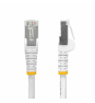 StarTech.com Cable de Red Ethernet CAT8 Blanco de 1m - Snagless - sin Pestillo - 25G/40G - 2000MHz - PoE++ 100W - 26AWG - S/FTP - Alivios de Tensión 