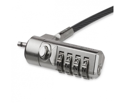 StarTech.com Cable de seguridad para portatil con bisagra giratoria con candado de combinacion de 4 digitos negro plata LTLOCK4D