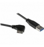 StarTech.com Cable delgado de 0.5m Micro USB 3.0 acodado a la derecha a USB A macho a macho negro 