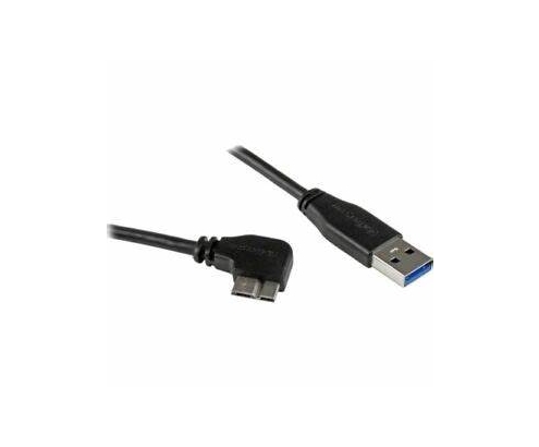 StarTech.com Cable delgado de 0.5m Micro USB 3.0 acodado a la derecha a USB A macho a macho negro 
