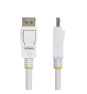 StarTech.com Cable DisplayPort 1.2 Certificado VESA Blanco de 1,8m - Cable DP 1.2 para Monitor - 4K 60Hz - 21,6Gbps - con Pestillo - Macho a Macho