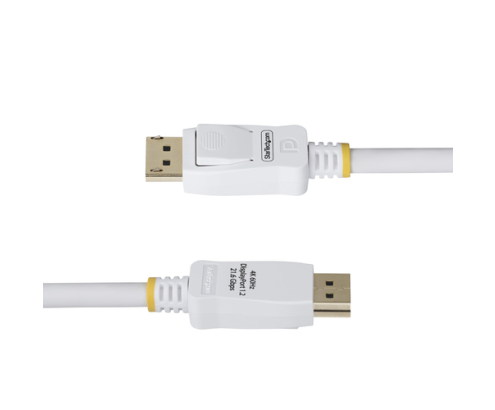 StarTech.com Cable DisplayPort 1.2 Certificado VESA Blanco de 1,8m - Cable DP 1.2 para Monitor - 4K 60Hz - 21,6Gbps - con Pestillo - Macho a Macho