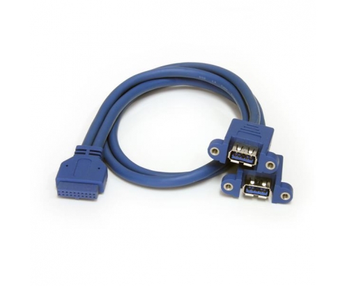 StarTech.com Cable Extensor 50cm 2 Puertos USB 3.0 para Montaje en Panel conexión a Placa Base - azul 