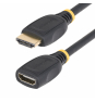 StarTech.com Cable HDMI 2.0 de Extensión Alargador de 18in (0,5m) - Cable HDMI de Alta Velocidad Ahorrador de Puertos - 4K 60Hz - Cable Extensor HDMI