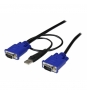 StarTech.com Cable KVM de 3m Ultra Delgado Todo en Uno VGA USB HD15 - 10ft Pies 2 en 1- Negro
