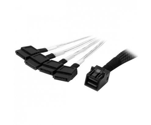 StarTech.com Cable Mini SAS Interno a SATA de 1m - Cable SFF-8643 a 4x SATA - Negro Plata