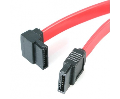 StarTech.com Cable Serial ATA SATA a SATA Acodado a la Izquierda - 12 pulgadas - Rojo 