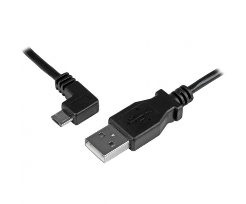 StarTech.com Cable USB 2.0 de 1m USB A macho a Micro USB B macho con conector acodado a la izquierda - Cable de Carga y Sincronización negro