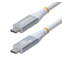 StarTech.com Cable USB4 3m - Cable USB-C Certificado USB-IF - 20Gbps - PD 240W EPR - 4K120 - DP 1.4 - Cable USB Tipo C - Recubrimiento de TPE - Blanco