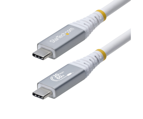 StarTech.com Cable USB4 3m - Cable USB-C Certificado USB-IF - 20Gbps - PD 240W EPR - 4K120 - DP 1.4 - Cable USB Tipo C - Recubrimiento de TPE - Blanco