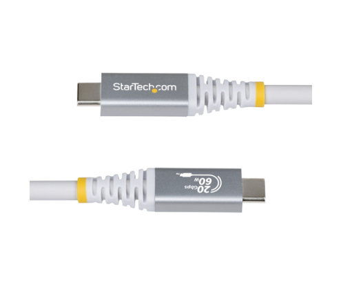 StarTech.com Cable USB4 3m - Cable USB-C Certificado USB-IF - 20Gbps - PD 240W EPR - 4K120 - DP 1.4 - Cable USB Tipo C - Recubrimiento de TPE - Blanco