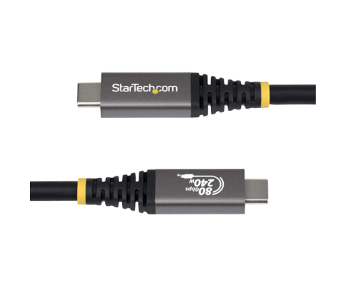 StarTech.com Cable USB4 50cm - Cable USB-C Certificado USB-IF - 80Gbps - Cable USB Tipo C - PD de 240W - 8K120/4K240 - DP 2.1 - DP80 - Recubrimiento d