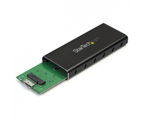 StarTech.com Caja Adaptador M.2 NGFF a USB 3.1 con Carcasa Protectora - Conversor NGFF a USB-C - Negro Plata 