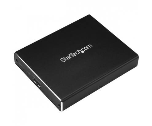 StarTech.com Caja de Dos BahÍ­as M.2 NGFF - USB 3.1 (10Gbps) - RAID - Caja Externa USB-C y USB-A de Aluminio - Negro
