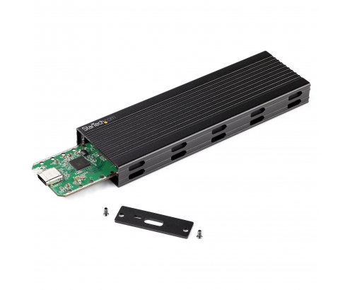 StarTech.com Caja Externa USB-C de 10Gbps a NVMe M.2 or SSD SATA M.2 - Carcasa de Aluminio Portátil para SSD NGFF M.2 PCIe/SATA - con Cables USB C y 