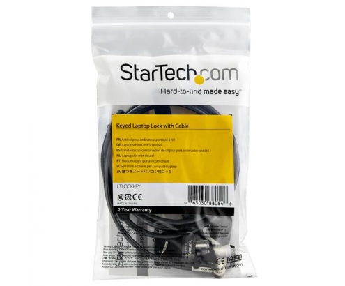 StarTech.com Candado con Cable para Portátil - con Traba de Ranura (Tipo K) - con Llave - Negro Plata