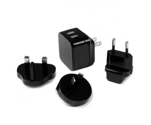 StarTech.com Cargador de Pared USB 2.0 de 2 Puertos para Tablets Smartphones - Cargador de Alta Potencia para Viajes negro