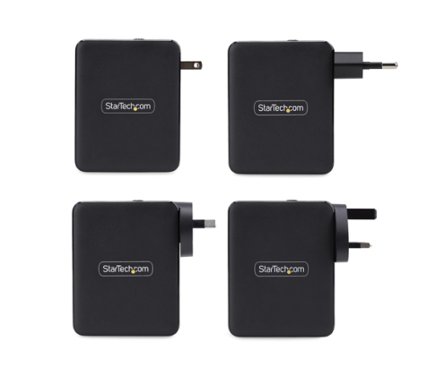 StarTech.com Cargador USB-C/USB-A de Pared GaN PD de 140W - 3x USB-C/1x USB-A - Cargador Internacional para Portátil MacBook/Dell XPS/Inspiron - Carg
