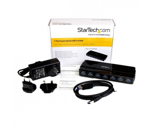 StarTech.com Concentrador Ladrón USB 3.1 de 7 Puertos - Hub de Sobremesa Negro