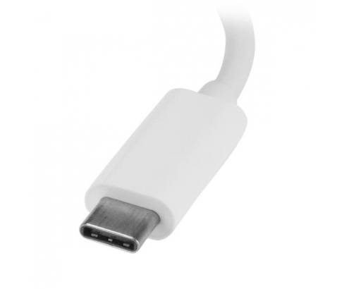StarTech.com Concentrador USB 3.0 de 3 Puertos con USB-C y Ethernet Gigabit - Hub Ladrón de USB Convencional - Blanco