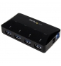 StarTech.com Concentrador USB 3.0 de 4 Puertos - Ladrón con Puertos de Carga y Sincronización - Hub con 1 Puerto de 2.4A