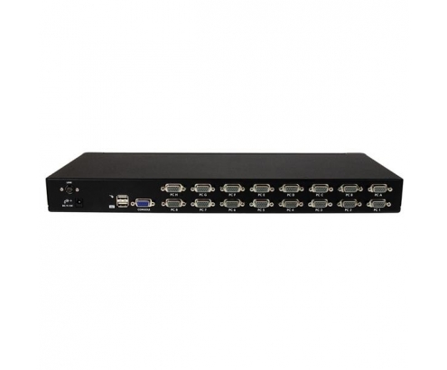StarTech.com Conmutador Switch KVM 1U OSD y Cables 16 puertos USB A VÍ­deo VGA HD15 - Negro
