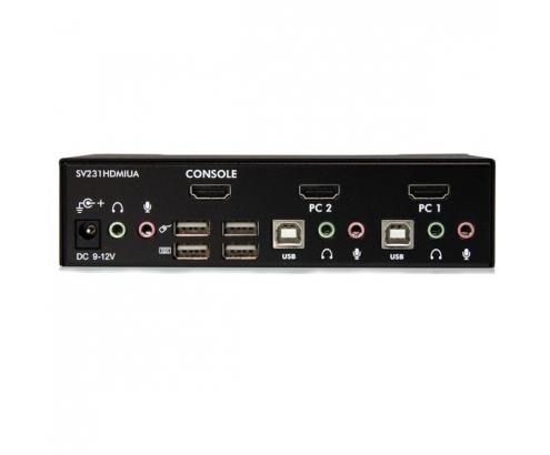 StarTech.com Conmutador Switch KVM 2 puertos HDMI con Hub Concentrador USB 2.0 Audio - 1920x1200 Negro