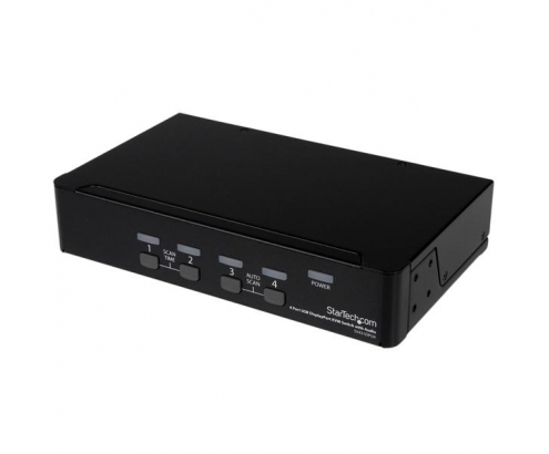 StarTech.com Conmutador Switch KVM 4 puertos VÍ­deo DisplayPort DP Hub Concentrador USB 2.0 Audio - 2560x1600 Negro