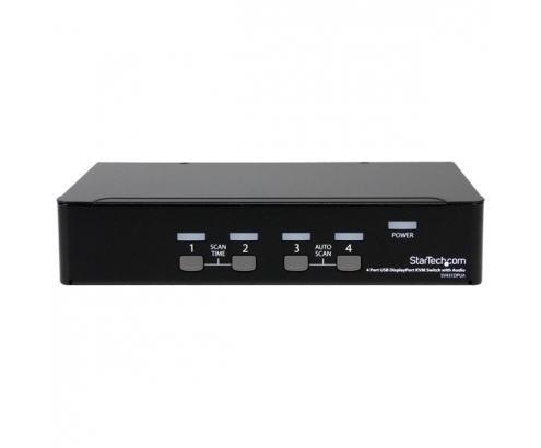 StarTech.com Conmutador Switch KVM 4 puertos VÍ­deo DisplayPort DP Hub Concentrador USB 2.0 Audio - 2560x1600 Negro