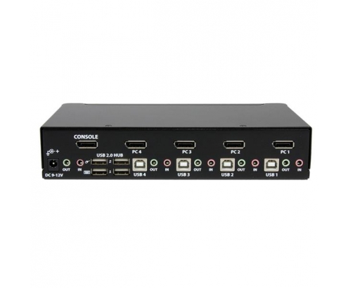 StarTech.com Conmutador Switch KVM 4 puertos VÍ­deo DisplayPort DP Hub Concentrador USB 2.0 Audio - 2560x1600 Negro